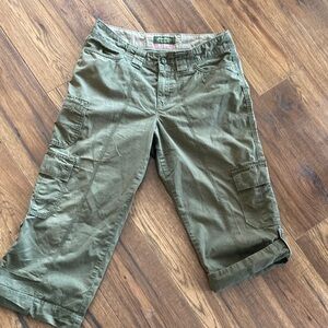 Eddie Bauer Olive Green Organic Cotton ROLL-UP Capris